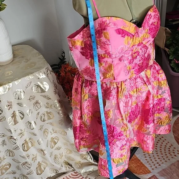 ShowPo Brailey Sweetheart Bustier Mini Dress in Pink Jacquard Sz 16 - Picture 9 of 14